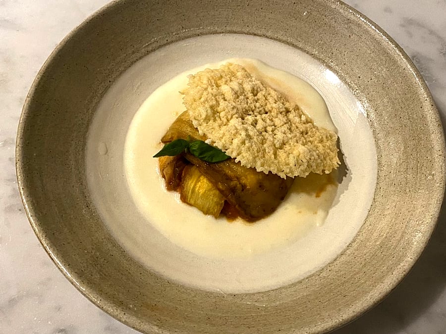 Squid ink tagliolini with prawns by chef Gabriella Carrozzini